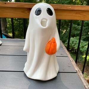 Ceramic Ghost with Pumpkin Halloween Pitcher Viral